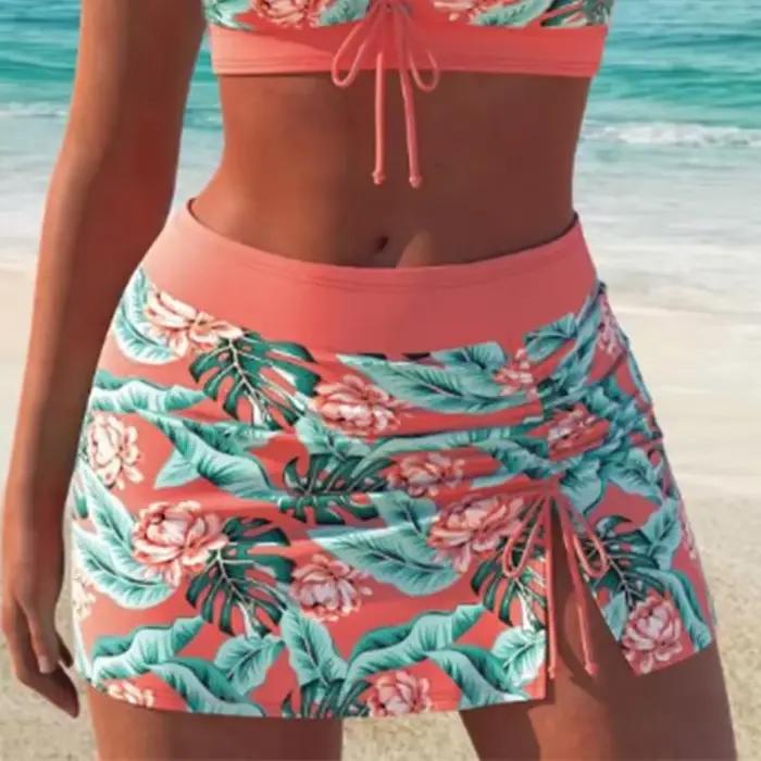 Bikini sexy pour femme, rouge, style européen et américain, conception imprimée haute résolution, idéal pour les vacances au spa et les journées de détente à la plage