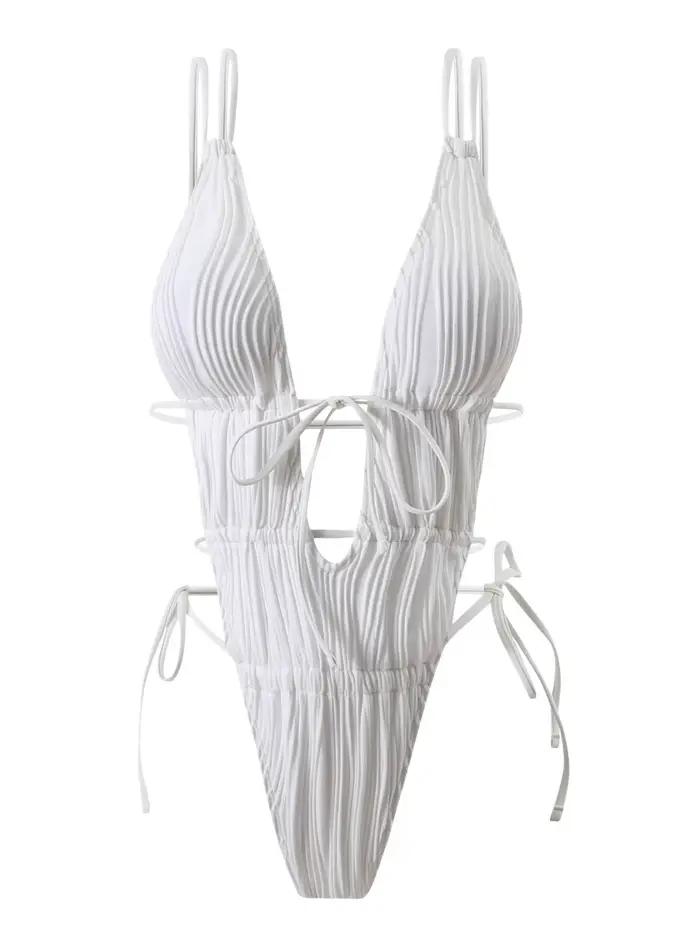 Maillot de bain une pièce à lacets pour femmes