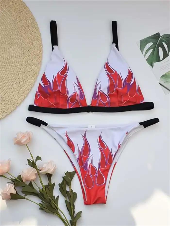 Maillot de bain imprimé feu pour femme