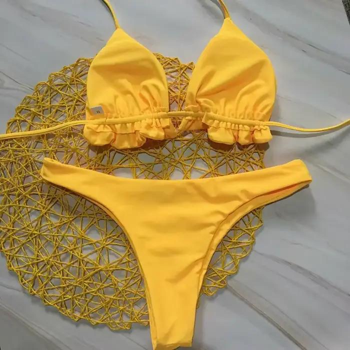 Ensembles de bikinis brésiliens sexy haut bandage string pour femmes styles de rue occasions estivales