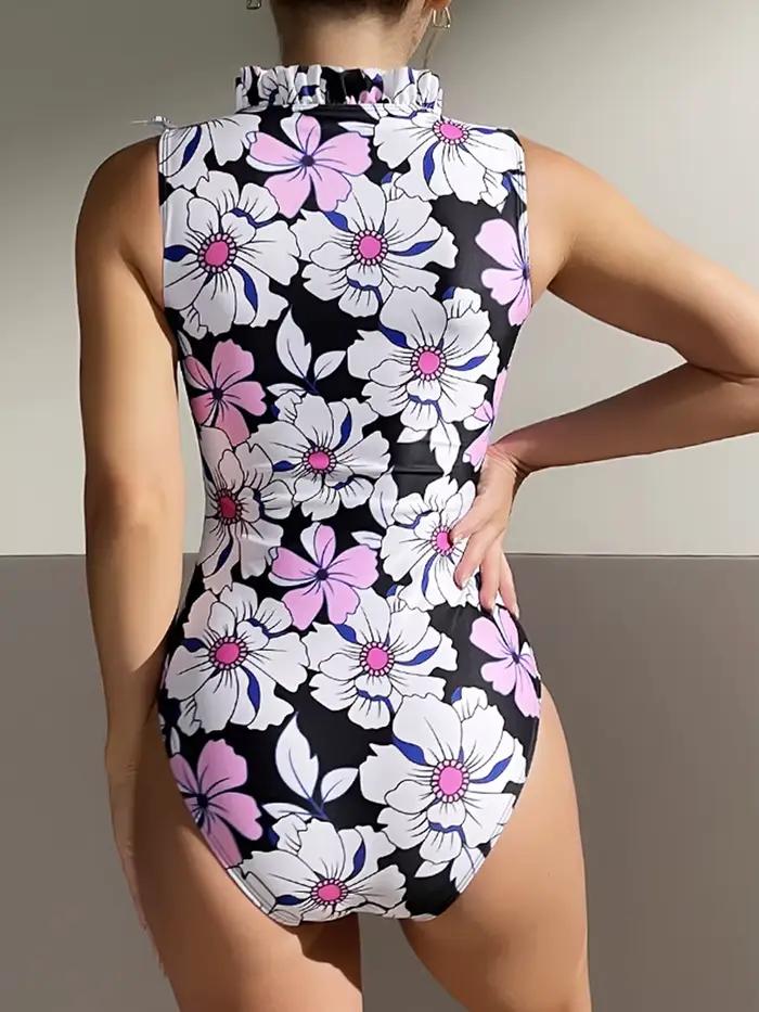 Maillot de Bain Femme Volants Floral Un Pièce Pour Natation Plage Occasions Spéciales