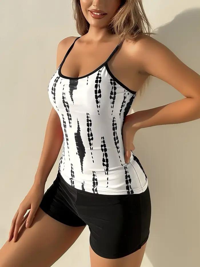 Bikinis deux pièces maillots de bain femmes nage imprimé polyester nylon jupe gilet dos nageur croisé occasions spéciales été plage piscine