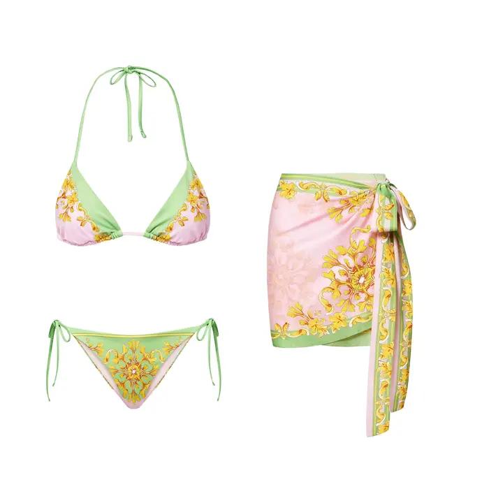 Maillot de bain bikini sexy imprimé avec jupe