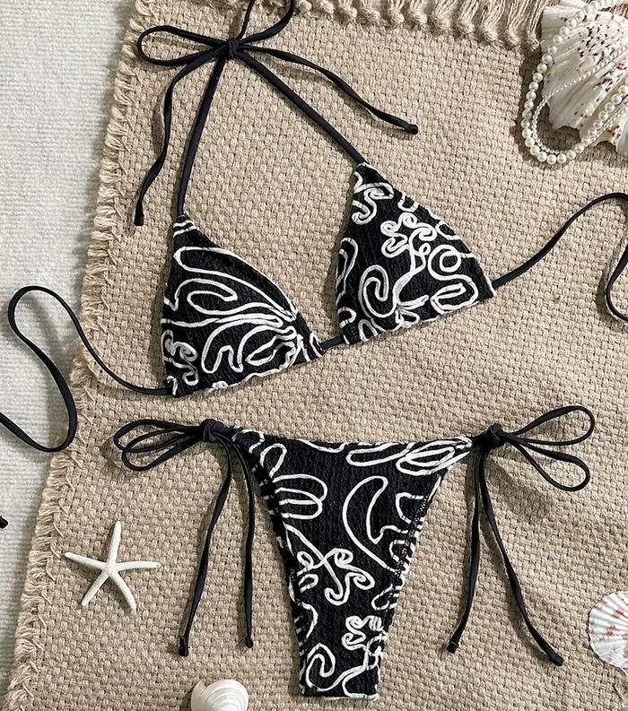 Bikini sexy 2026 pour femme, ensemble de maillots de bain en maille à motif géométrique, maillot de bain deux pièces, tenue de plage, maillot de bain push-up