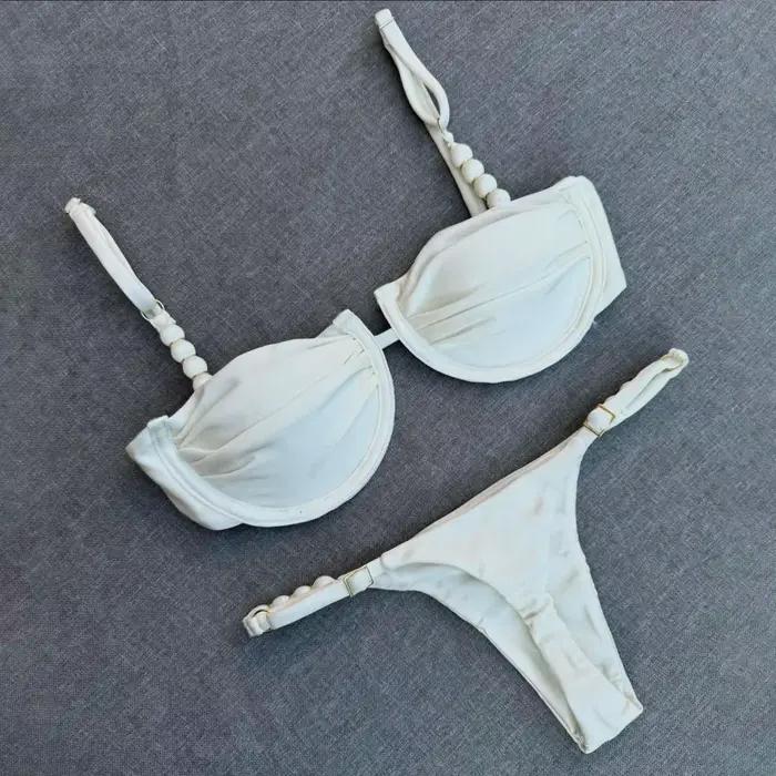 Maillot de bain deux pièces sexy push-up pour femme 2025 – Ensemble bikini micro rayé tendance pour la plage