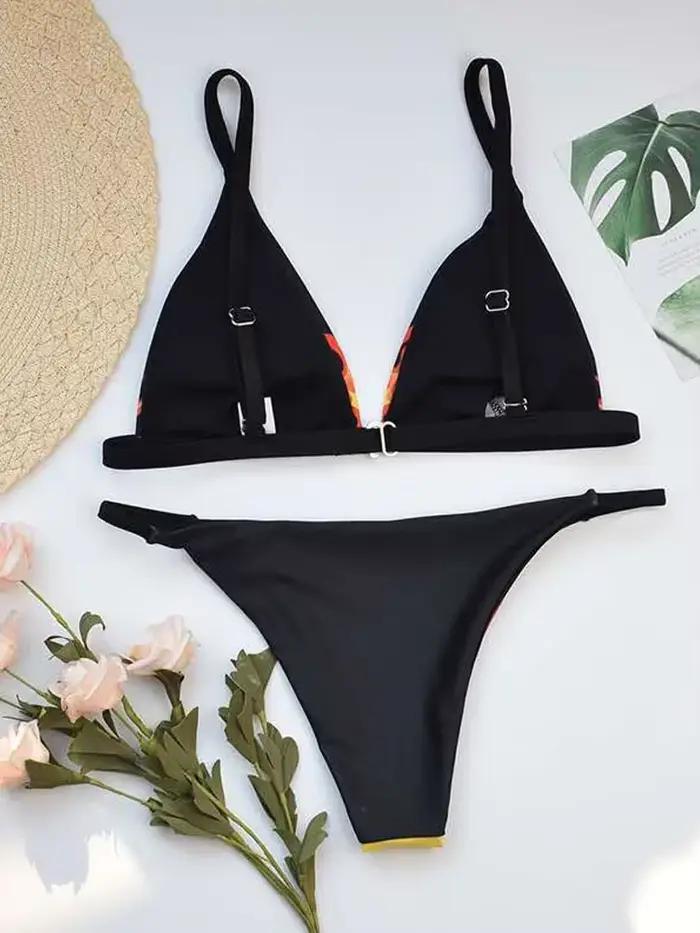 Maillot de bain imprimé feu pour femme