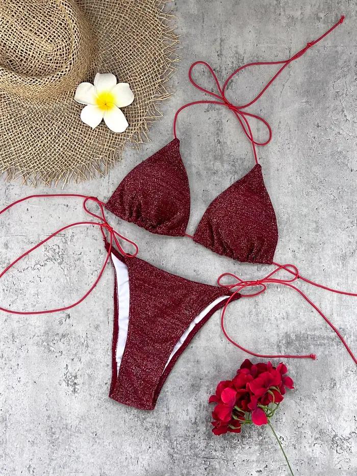 Bikini triangulaire à paillettes sexy pour femmes