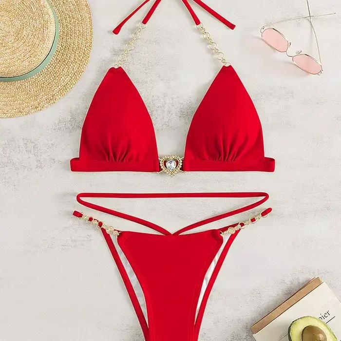Nouvel ensemble de bikini pour femme à col en V profond