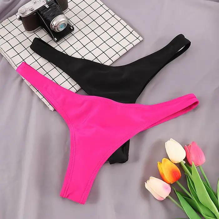Bikini Shorts String Bas Femme Polyester Spandex Taille Adaptable Occasions Plage Piscine Modèle Chic Élégance Activités Estivales