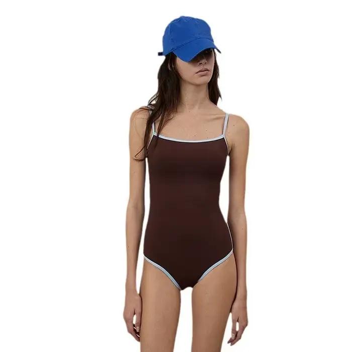 Maillot de bain une pièce marron pour femmes