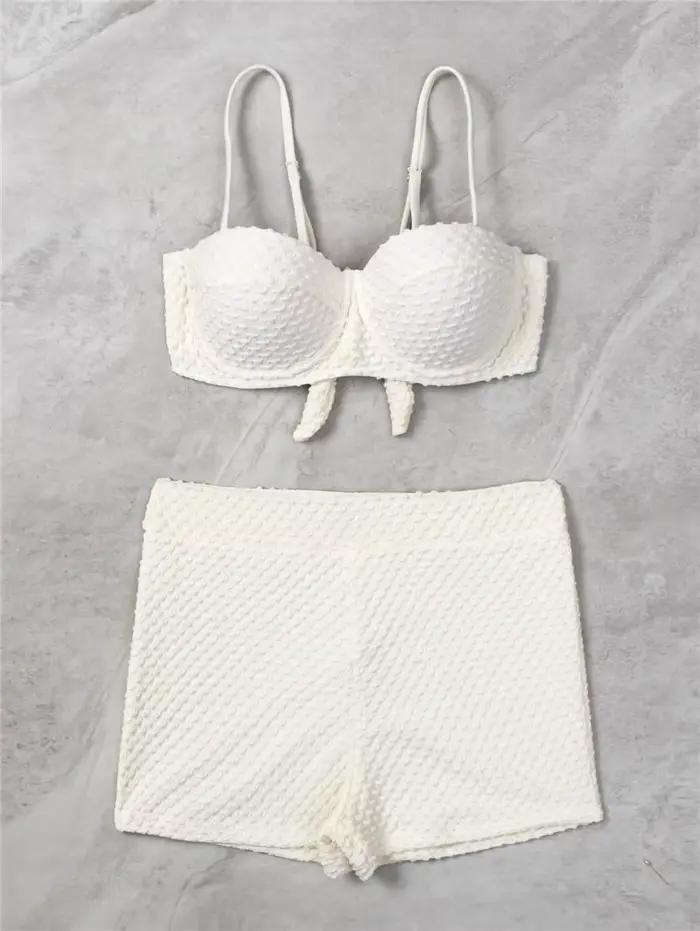 Maillot de bain blanc deux pièces pour femmes