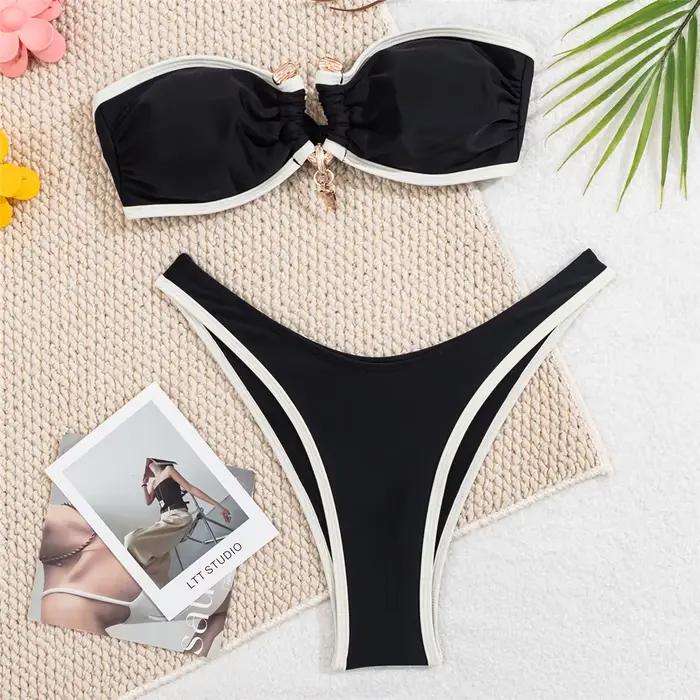 Ensembles de bikinis bandeau marron 2026