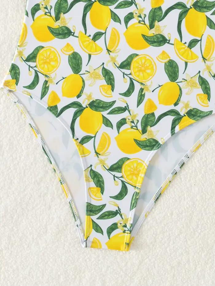 Nouveau Maillot de Bain Une Pièce Sexy 2026 à Imprimé Fruits Jaunes