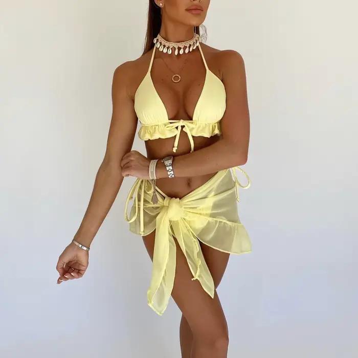 Maillot de bain sexy à lacets pour femme