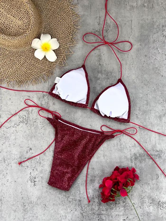 Bikini triangulaire à paillettes sexy pour femmes