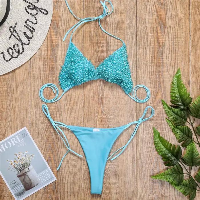 Bikini blanc nacré 2021 pour femme