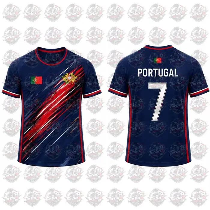 Maillot de football pour homme avec imprimé drapeau du Portugal 2026, T-shirt de sport respirant et à séchage rapide, unisexe, décontracté, cadeau pour les fans, hauts d'été