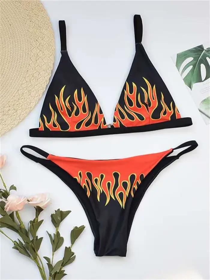 Maillot de bain imprimé feu pour femme