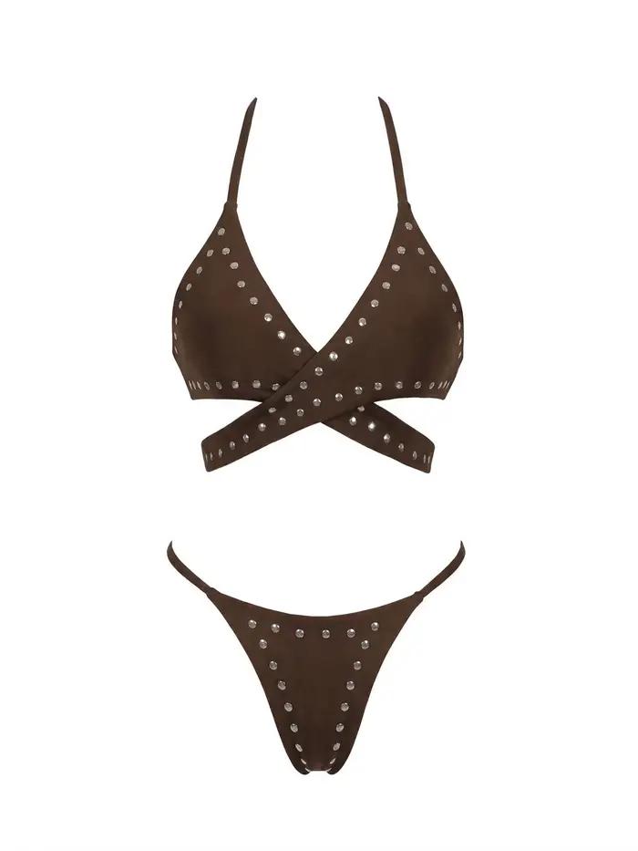 Maillot de bain bikini Ashgaily deux pièces pour femmes avec jupe brésilienne et bandeau élégant pour les vacances et les journées de plage