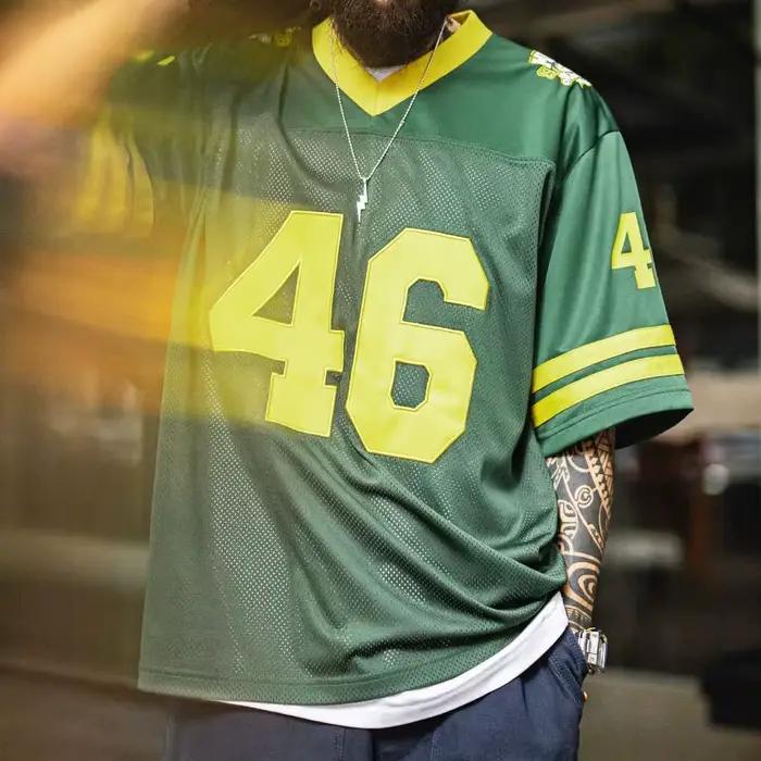 Maillot de football respirant en maille pour homme Maden, style rétro américain, coupe ample et légè