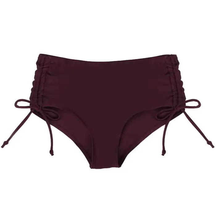 Maillot de bain tanga taille haute pour femmes, bas de Bikini, plage d'été, couleur unie, cordon lat