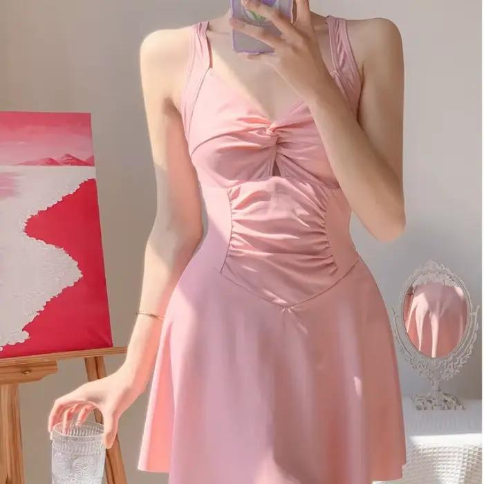 Maillot de bain une pièce sexy à col halter pour femme, élégant, discret, avec effet ventre plat et