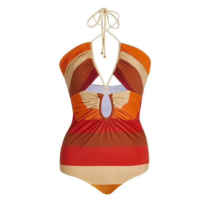 Maillot de bain une pièce pour femme 2026 avec jupe, cordons croisés, effet amincissant poitrine et