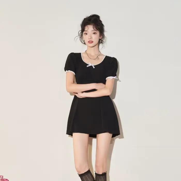 Maillot de bain deux pièces amincissant pour femme, noir, tendance, avec découpes sexy au dos, idéal