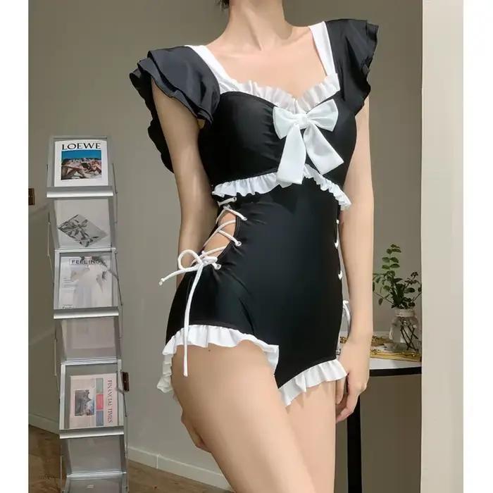 Maillot de bain une pièce rembourré pour femme, bikini kawaii, monokini sexy, push up, mode coréenne
