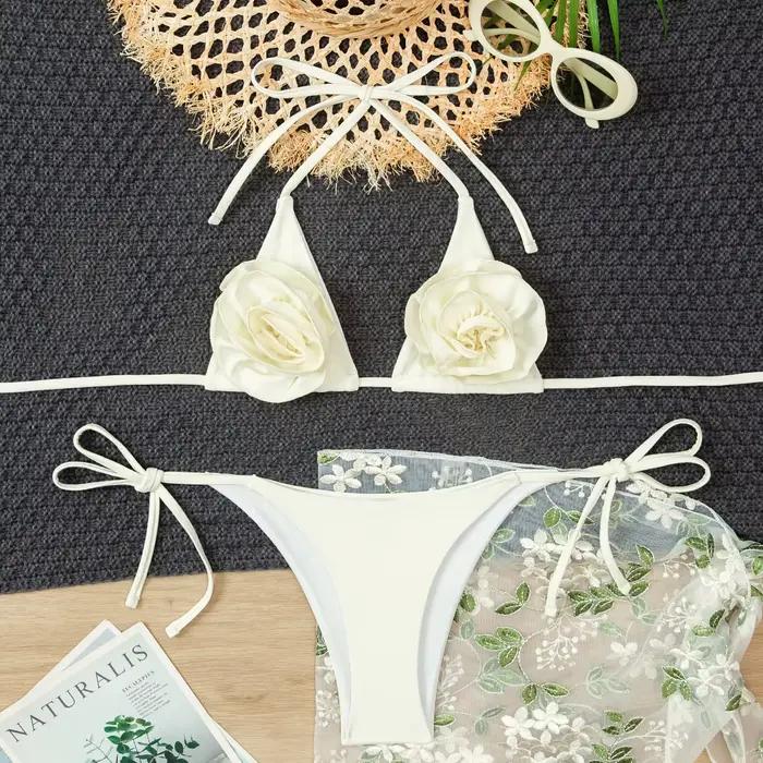 Maillot de bain trois pièces sexy, bikini bandage, vêtements de plage pour femmes, maillot de bain f