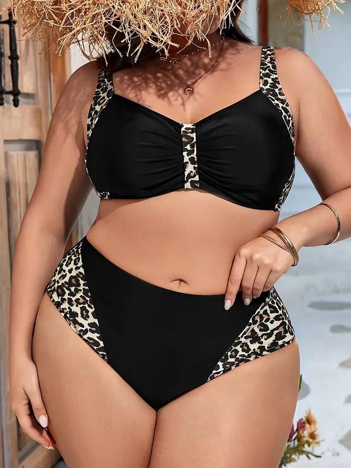 Maillot de bain grande taille 2026 pour femme, taille haute, imprimé léopard, pour la natation, tail