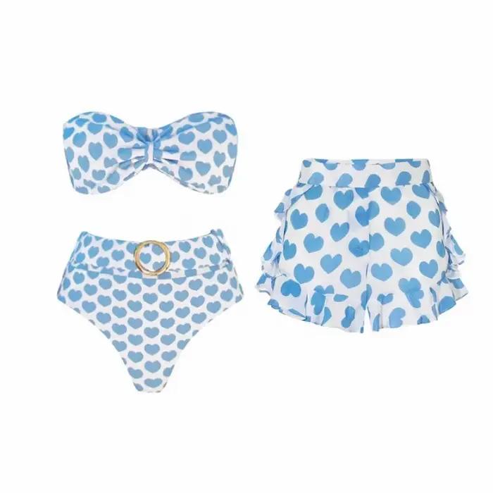 Maillot de bain deux pièces avec jupe, ensemble bikini sexy avec cache-maillot, maillot de bain une
