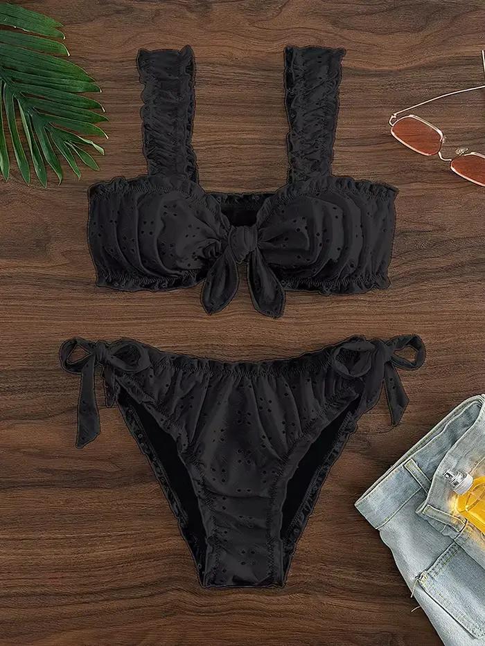 Circyy ensemble de Bikini à volants femmes maillot de bain Sexy deux pièces à lacets nœud dos nu mai