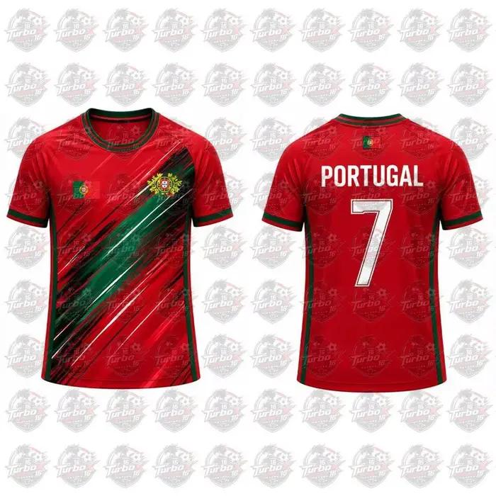 Maillot de football pour homme avec imprimé drapeau du Portugal 2026, T-shirt de sport respirant et