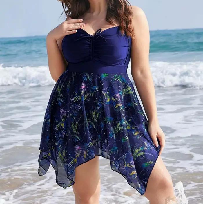 Femmes grande taille une pièce maillot de bain ventre contrôle maillot de bain Skirtini couvrir mail