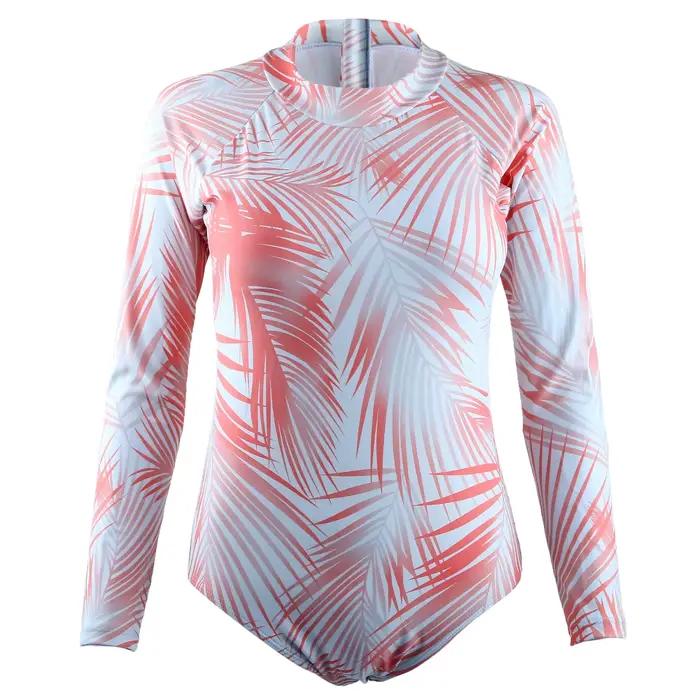 Maillot de bain une pièce à manches longues pour femme, vêtement de surf, imprimé floral, protection
