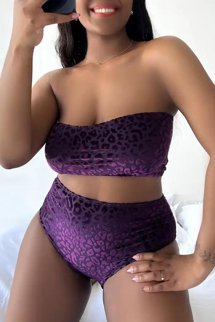 Maillot de bain bandeau léopard 2026 pour femme, grande taille, taille haute, pour la plage et la na