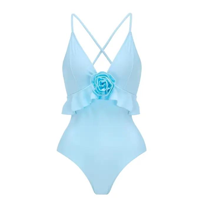 Nouveau Maillot de Bain 2026 Design Haut de Gamme 2 Pièces Imprimé Floral Volants Amincissant Vacanc