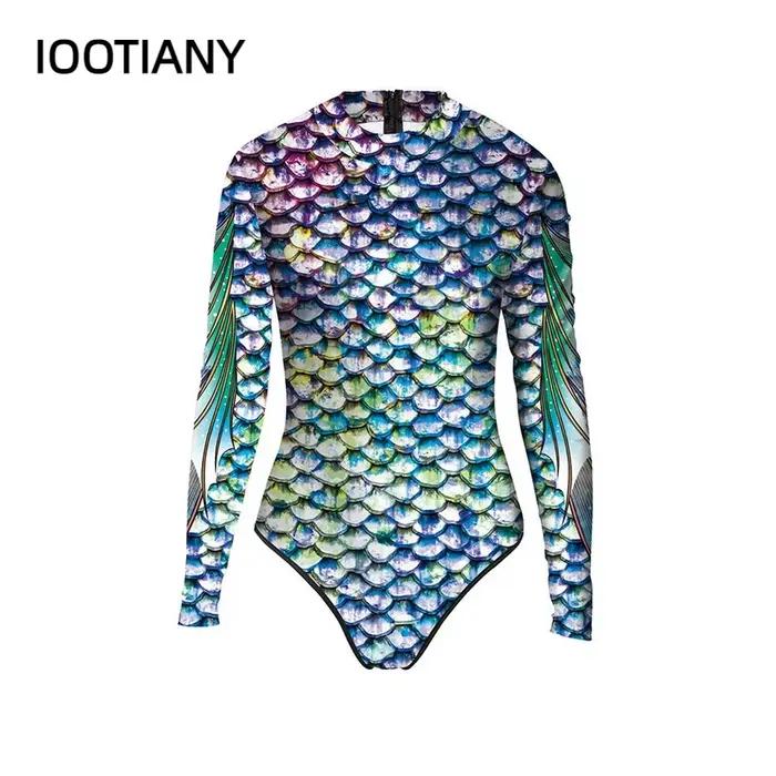 Maillot de bain une pièce à manches longues pour femme adulte, sirène, impression 3D, cosplay costumes, baignade, plages, événements spéciaux