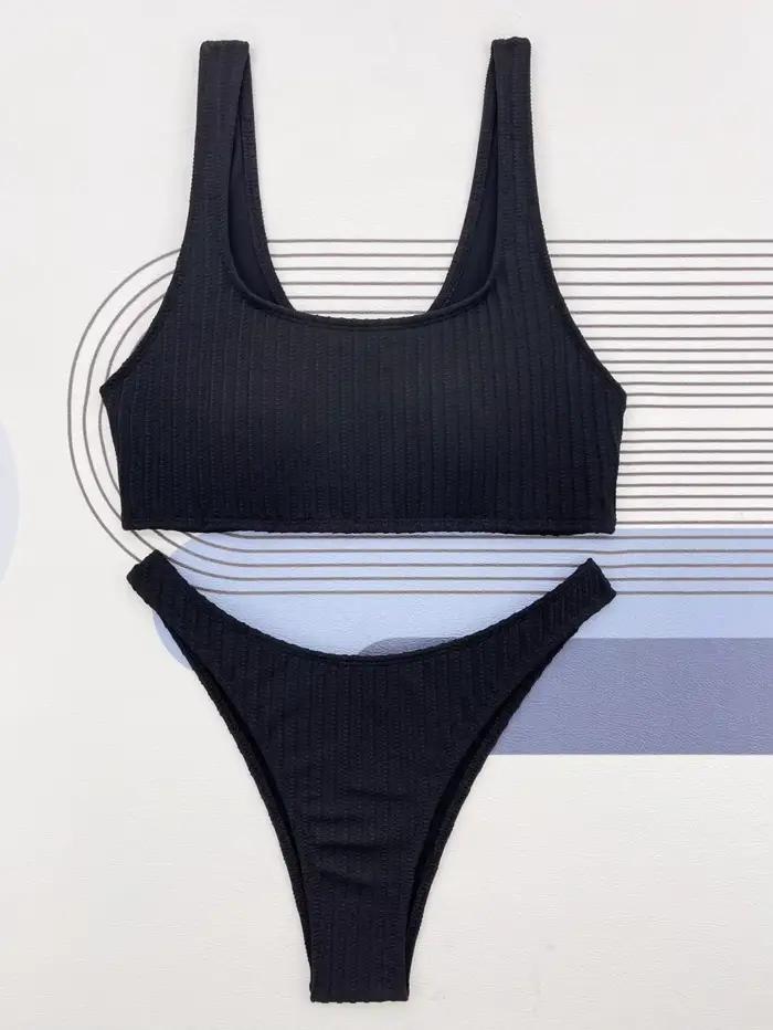 Bikini 2026 Daxiyee Femme Côtelé Push-Up Noir et Blanc Polyvalent Pour Plage Mariage Vacances Fêtes à la Piscine Spas et Sources Chaudes Sports Nautiques Mode Élégante