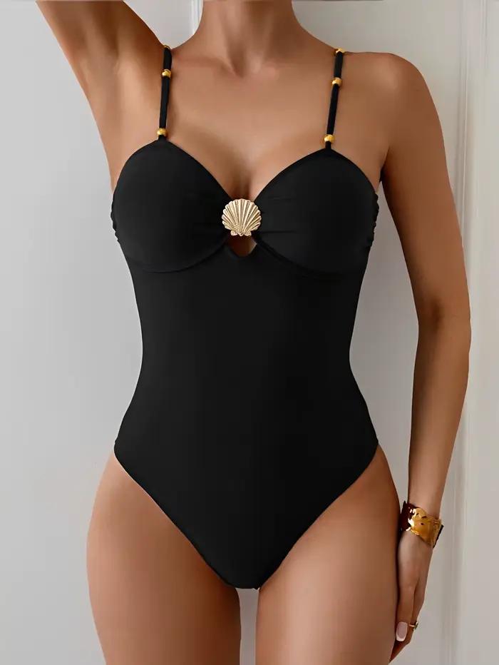 Maillot de bain une pièce sexy push-up pour femme avec bretelles réglables, couleur unie, pour nager et plage, taille XL, ajustement parfait, confort et sécurité