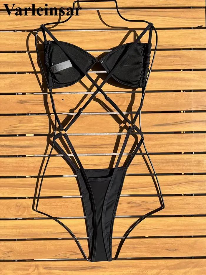Maillot de bain une pièce micro string à paillettes brillantes pour femme