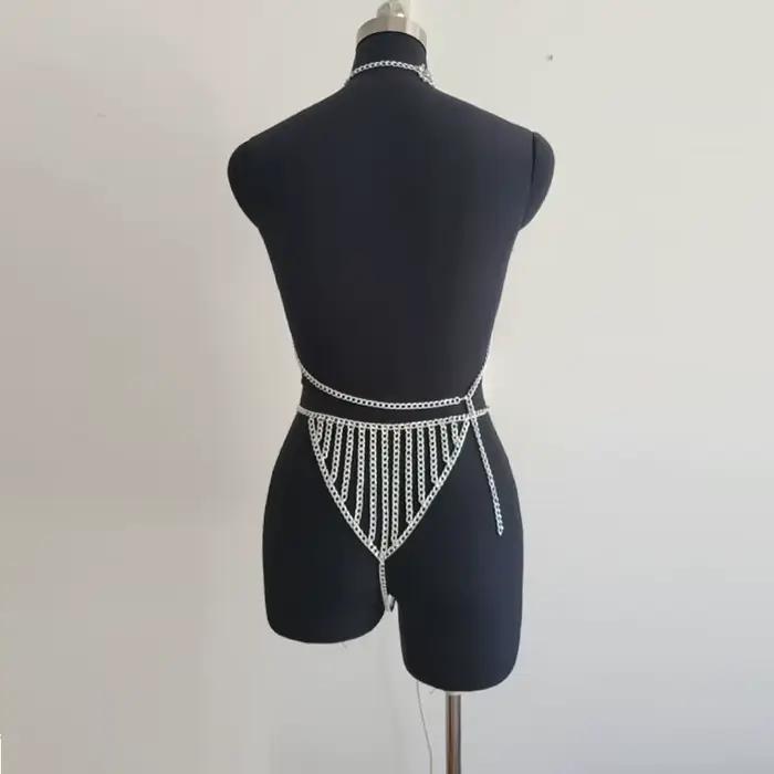 Sexy métal ornement licou brésilien Bikini 2025 Triangle maillot de bain couverture femmes plage survêtement chaîne