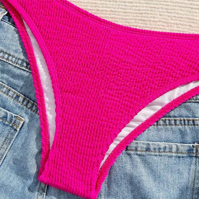 Sexy Rose Rouge Bikini Bandeau Maillot De Bain Y2K Côtes Vacances Maillots
