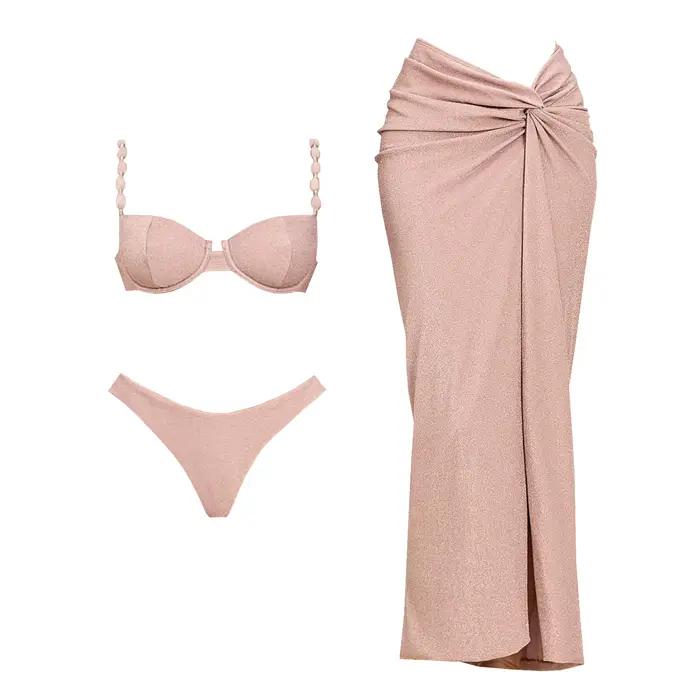 Maillot de bain push up avec jupe longue pour femme