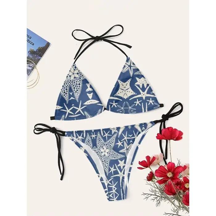 Femmes Sexy Océan Coquillage imprimé Bikini Cupshe bretelles taille haute maillots de bain séchage rapide plage