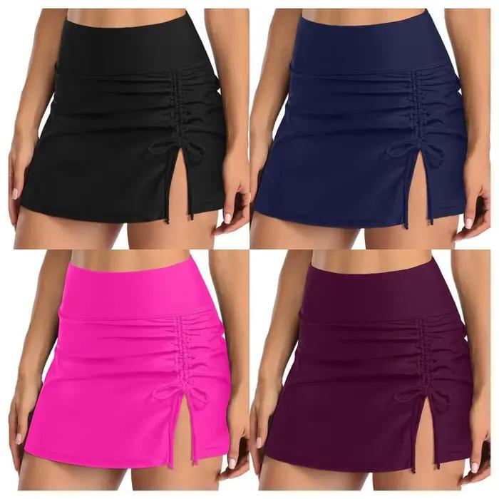 Jupe de bain pour femmes polyester spandex ajustement parfait nœud bordure gilet hauts maillots de bain occasion estivale plage piscine surf planche à voile