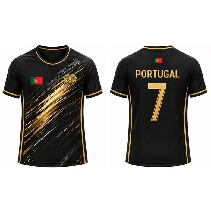 Maillot de football pour homme avec imprimé drapeau du Portugal 2026, T-shirt de sport respirant et à séchage rapide, unisexe, mode décontractée d'été, haut unisexe