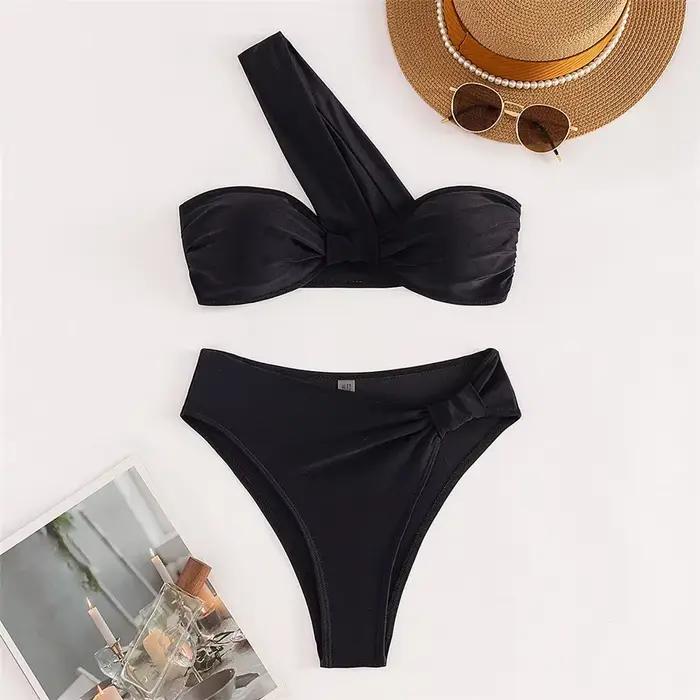 Marron une épaule Bikini taille haute Sexy maillot De bain femmes 2026 maillots