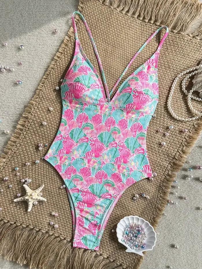 Maillot de bain une pièce sexy rose à imprimé floral pour femme 2026